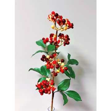 Kunst Zweig Holunderbeeren CHATANGA mit Früchten, rot-creme, 60cm