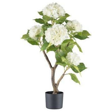 Deko Blume Hortensie ZOLFI auf Stamm, creme, 85cm