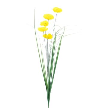 Kunstgras Mohnblume RESNA auf Steckstab, gelb, 100cm