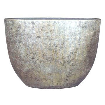 Blumentopf aus Keramik AGAPE oval mit Maserung, gold, 50x20x36cm