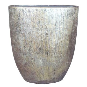 Blumenvase aus Keramik AGAPE oval mit Maserung, gold, 51x17x57cm