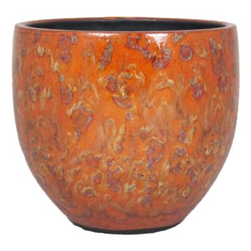 Keramik Übertopf ELIEL, gesprenkelt, orange-gelb, 13cm, Ø14cm