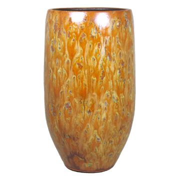 Keramik Vase ELIEL, gesprenkelt, orange-gelb, 35cm, Ø18cm