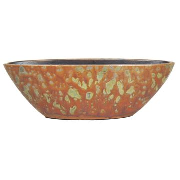 Keramik Schiffchen Schale ELIEL, gesprenkelt, orange-gelb, 40x15x12cm