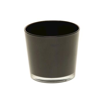 Pflanztopf ALENA, Glas, schwarz, 9,5cm, Ø11,5cm