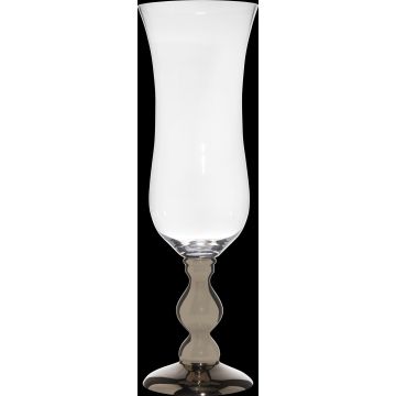 Großes Sektglas PIYA auf Standfuß, klar-silber, 90cm, Ø29cm