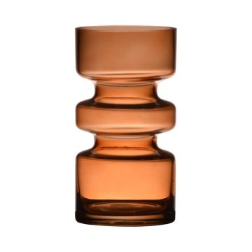 Deko Glas Vase TAMLIN, orange-braun-klar, 17cm, Ø9cm