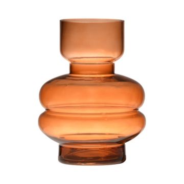 Deko Glas Vase TAMLIN, orange-braun-klar, 15cm, Ø9cm