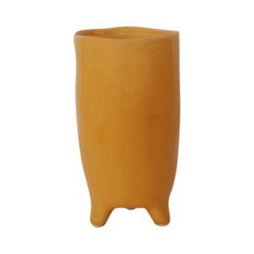 Keramikvase CATIA mit Füßen, orange-braun, 20cm, Ø11cm