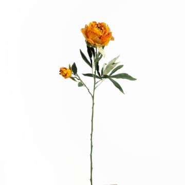 Kunst Blumenzweig Pfingstrose GALENE, Eco Collection, orange-gelb, 65cm, Ø10cm