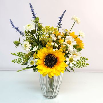 Kunst Herbststrauß HELENA, Sonnenblume, gelb, 40cm, Ø35cm