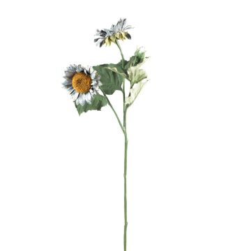 Plastik Zweig Sonnenblume HAITALA, Eco Collection, grau-blau, 65cm, Ø9-10cm