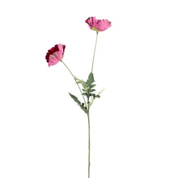 Künstlicher Blumenzweig Mohn GUNDULA, Eco Collection, dunkelpink, 70cm, Ø7-8cm