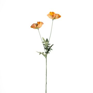 Künstlicher Blumenzweig Mohn GUNDULA, Eco Collection, orange-gelb, 70cm, Ø7-8cm