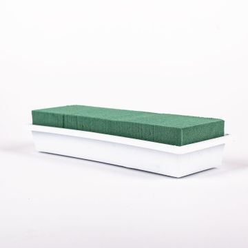 Rechteckige Nasssteckmasse Schale MOMOKO für Blumengestecke, grün-weiß, 24,5x9x4,5cm