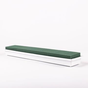 Rechteckige Nasssteckmasse Schale MOMOKO für Blumengestecke, grün-weiß, 46x9x4,5cm